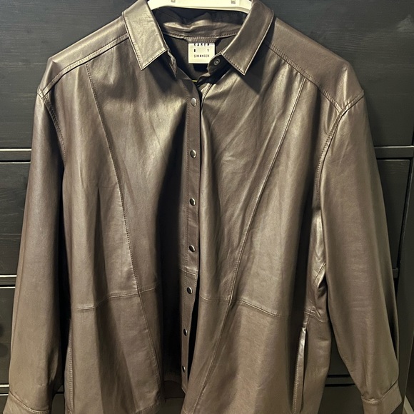 Karen by Smonsen Brown Leather Shirt with snap closures - Picture 2 of 12